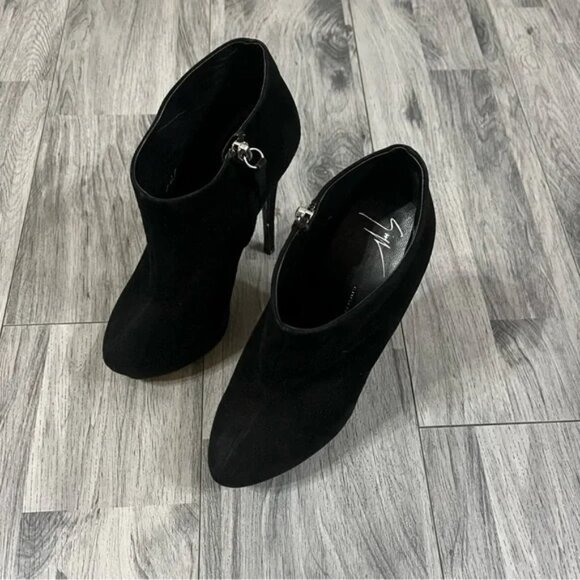 Giuseppe Zanotti Black Suede Hidden Platform High Heel Booties 37.5 EU - Picture 1 of 7